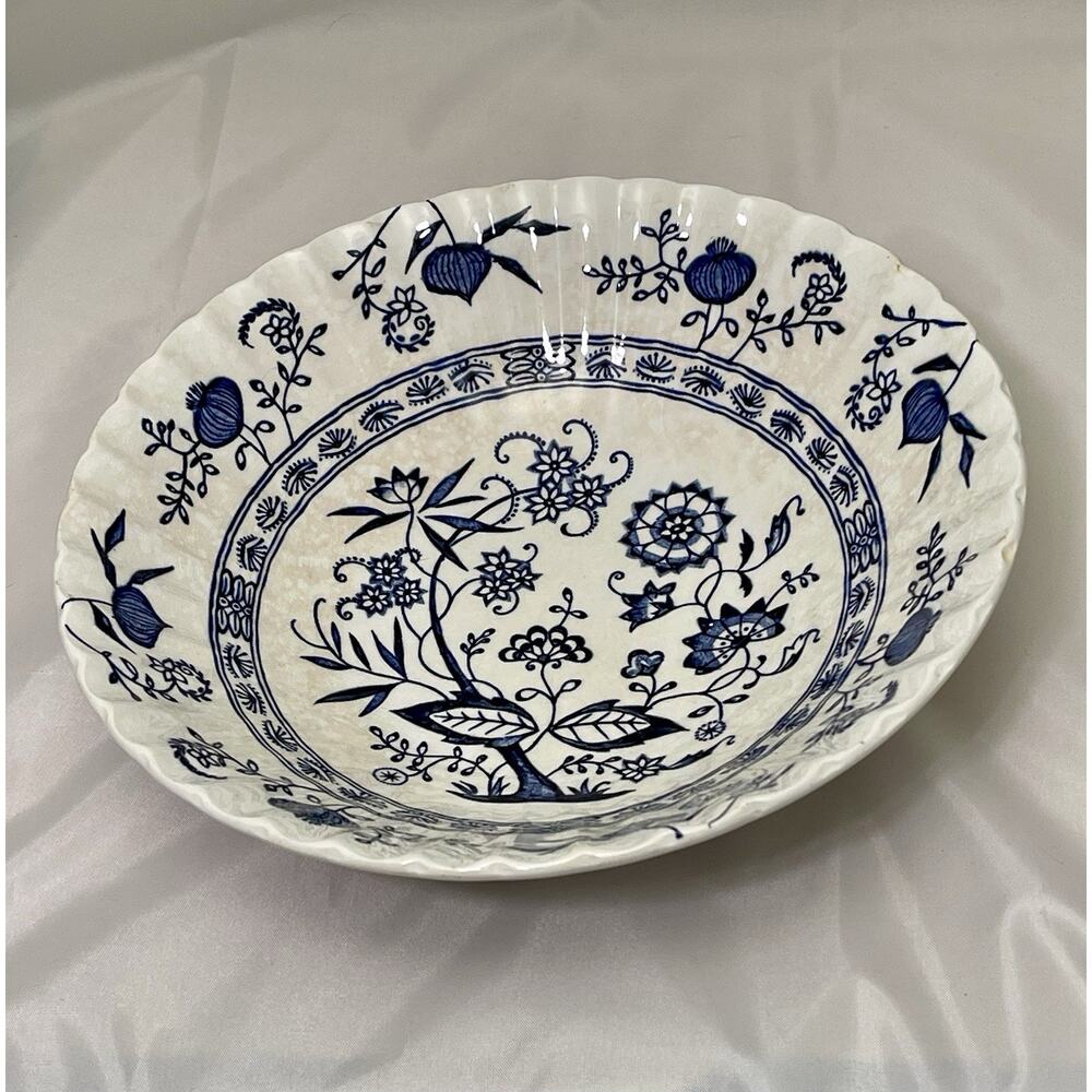 Vintage Classic J &G Meakin Blue Nordic Onion Ironstone Round Serving Bowl